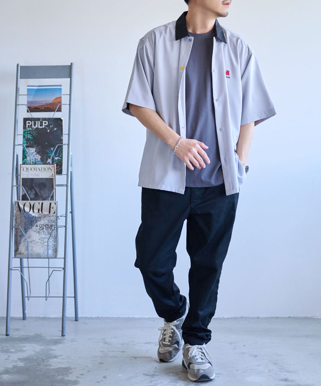 CONVERSE【コンバース】カラー釦オーバー半袖シャツ/全4色