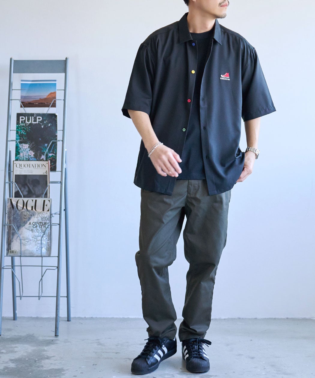 CONVERSE【コンバース】カラー釦オーバー半袖シャツ/全4色