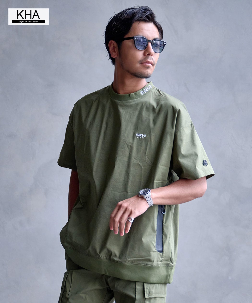 LUXE／R(ラグジュ)クルーネック ナイロンストレッチ布帛半袖Tシャツ/全4色