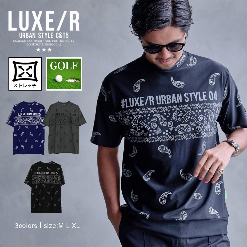 LUXE／R(ラグジュ)ペイズリーモックネック半袖Tシャツ/全3色
