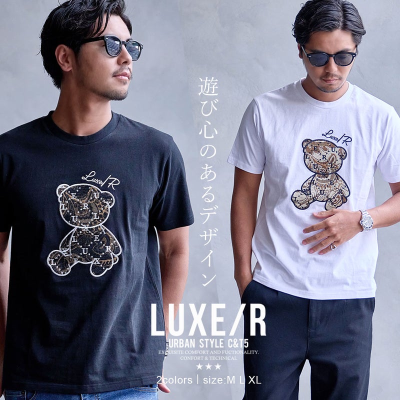 LUXE／R(ラグジュ)クルーネック ペイズリーベア半袖Tシャツ/全2色