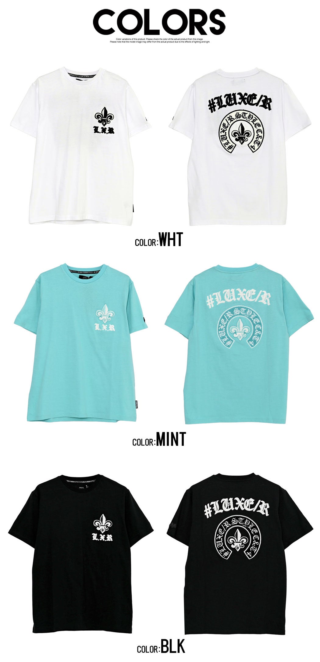 LUXE／R(ラグジュ)クルーネック サガラアーチロゴ半袖Tシャツ/全3色