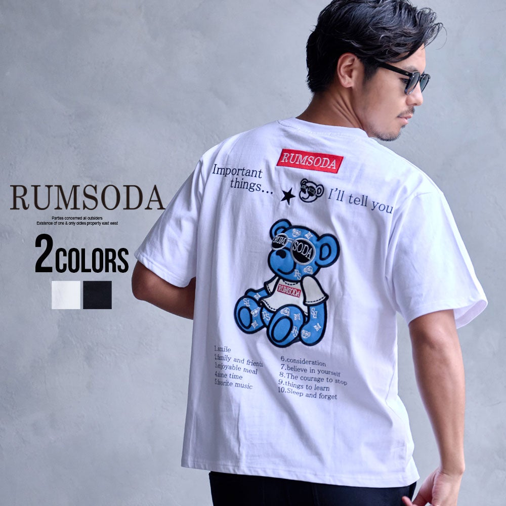 RUMSODA【ラムソーダ】RS天竺PT×ツイルアップリケ刺セミBIGクルーTシャツ/全2色