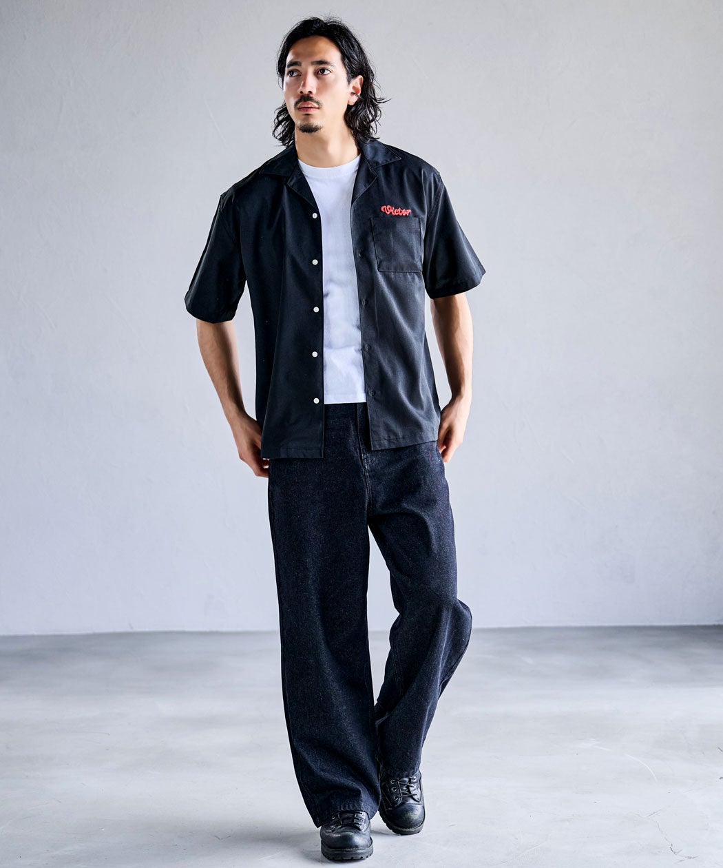 Bitter select(ビターセレクト)ALCARZAバック刺繍半袖ボーリングシャツ
