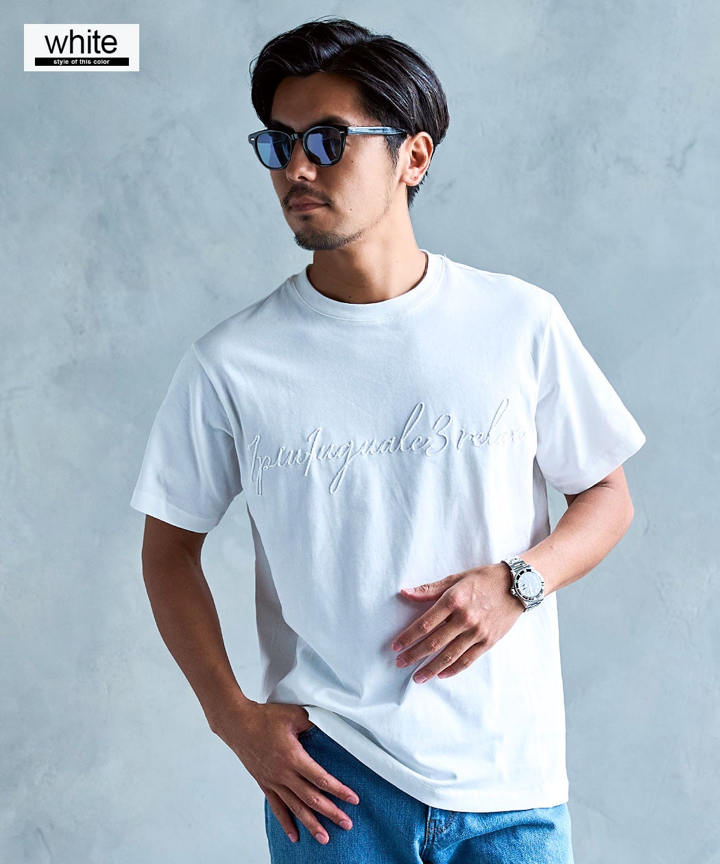 1PIU1UGUALE3(ウノ ピゥ ウノ ウグァーレ トレ)ROPE EMBROIDERY T-SHIRTS