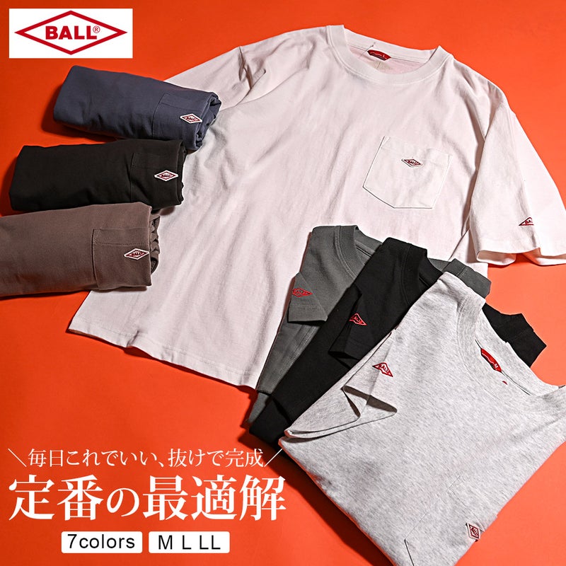 BALL(ボール)BIGサイズポケ付き半袖Tシャツ/全7色