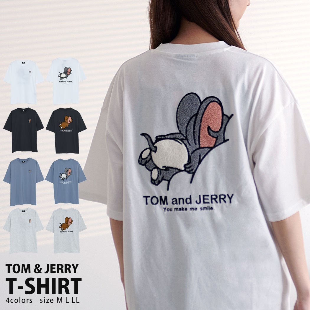 TOM&JERRY(トム&ジェリー)うずくまりサガラ半袖Tシャツ/全4色