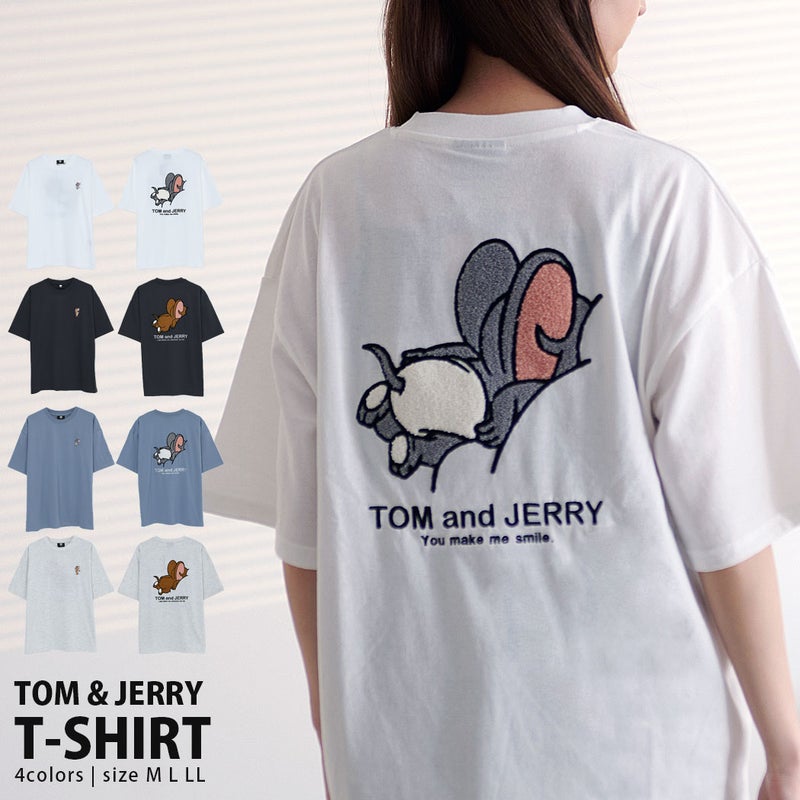 TOM&JERRY(トム&ジェリー)うずくまりサガラ半袖Tシャツ/全4色