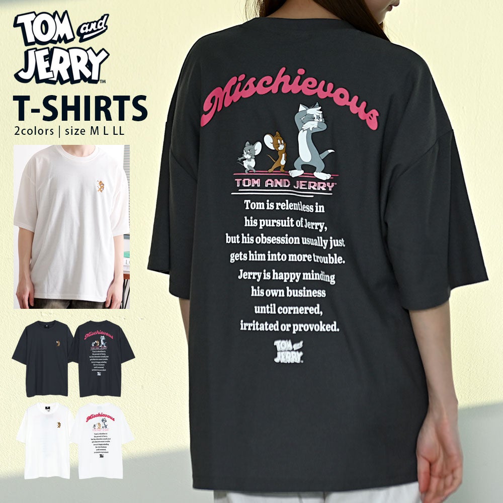 TOM&JERRY(トム&ジェリー)梨地半袖Tシャツ