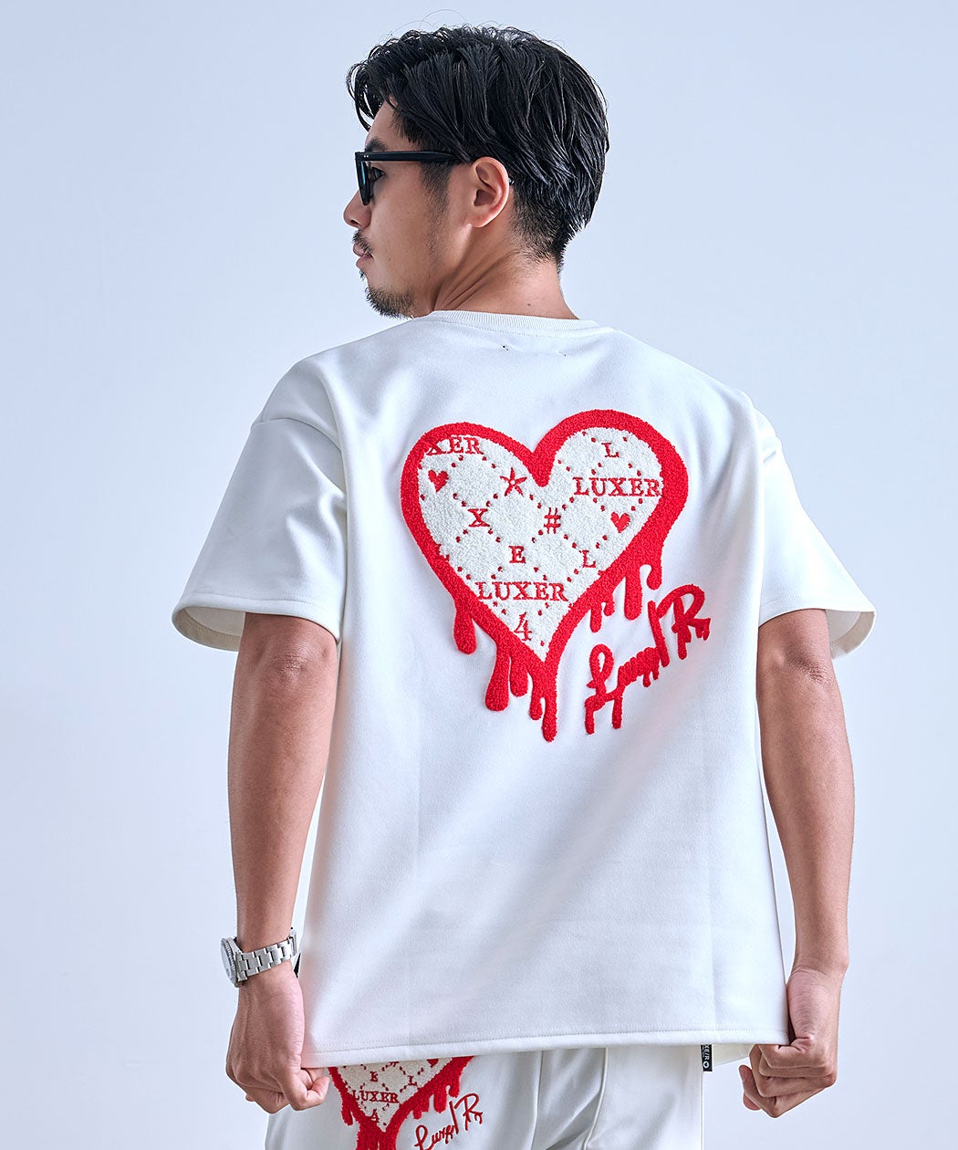 LUXE／R(ラグジュ)ドロップサガラハートスウェード半袖Tシャツ