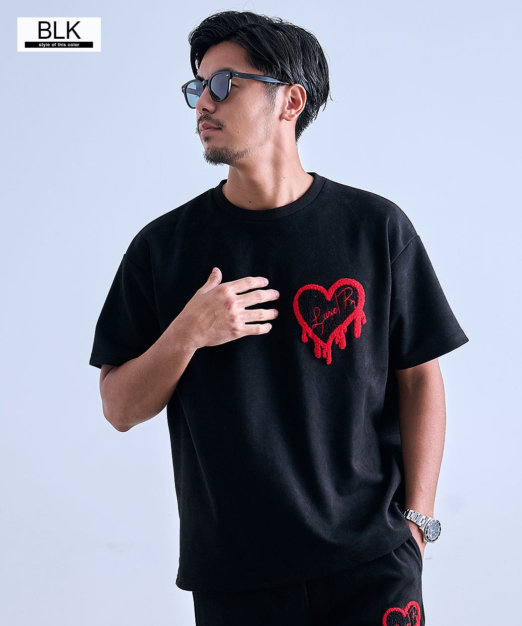 LUXE／R(ラグジュ)ドロップサガラハートスウェード半袖Tシャツ