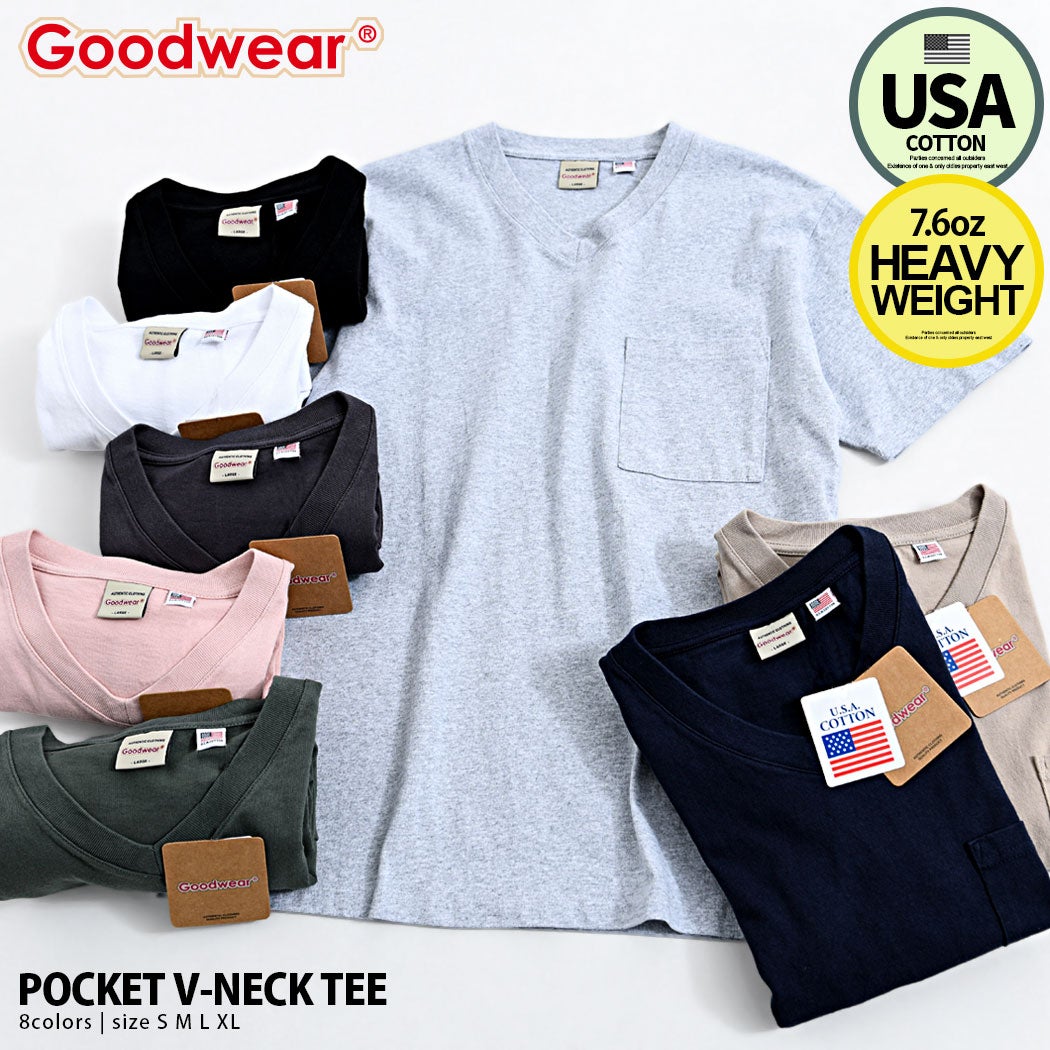 Goodwear(グッドウェア)ポケット付きS/S Vネック半袖Tシャツ