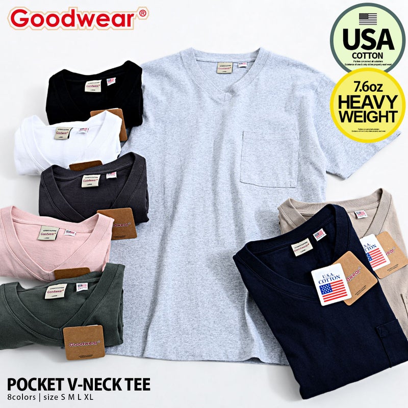 Goodwear(グッドウェア)ポケット付きS/S Vネック半袖Tシャツ