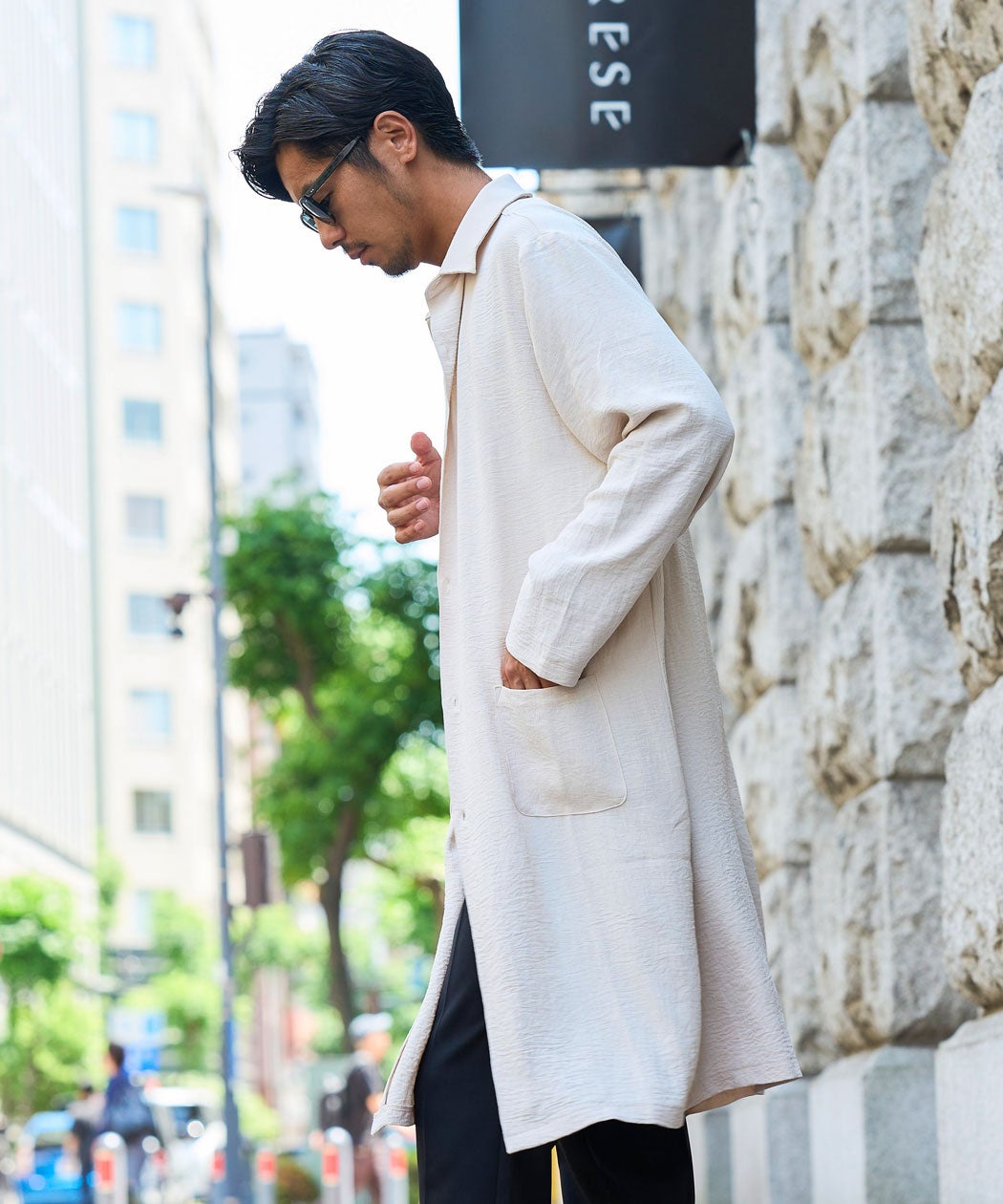 CavariA(キャバリア)ポリエステルワッシャーロングシャツ