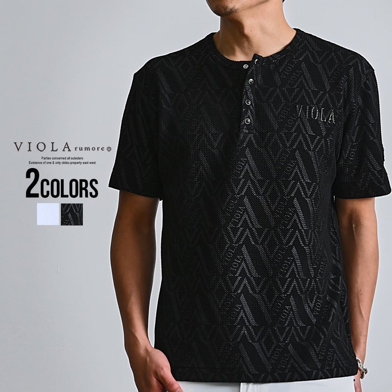 VIOLA(ヴィオラ)JQPRINTヘンリー半袖Tシャツ