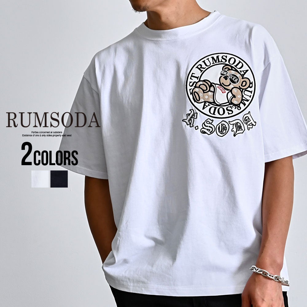  RUMSODA(ラムソーダ)天竺ツイルアップリケ刺繍セミIGクルー半袖Tシャツ
