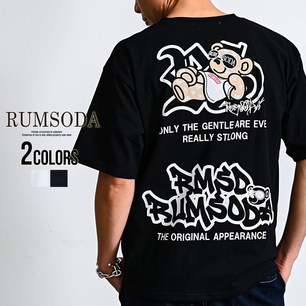 RUMSODA(ラムソーダ)RS天竺pt×ツイルアップリケ刺繍セミBIGクルー半袖Tシャツ