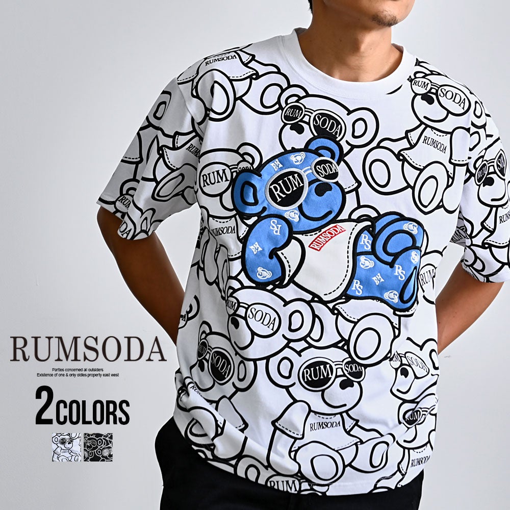 RUMSODA(ラムソーダ)RS天竺パネルpt×ツイルアップリケ刺繍セミBIGクルー半袖Tシャツ