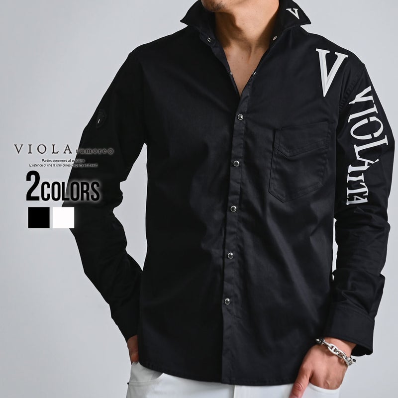VIOLA(ヴィオラ)襟ワイヤー入り刺長袖シャツ