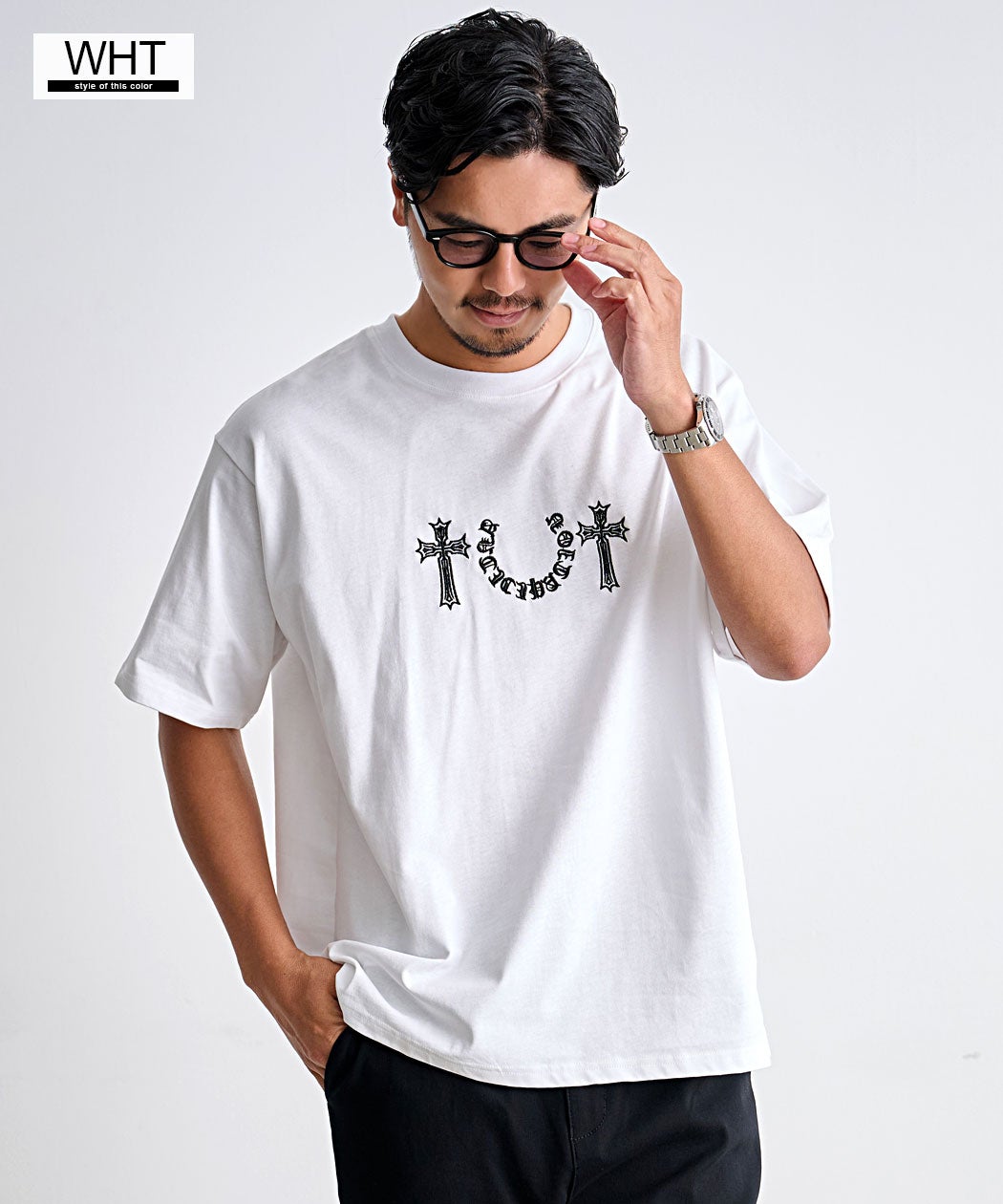 Bitter select(ビターセレクト)クロスロゴ相良刺繍半袖Tシャツ