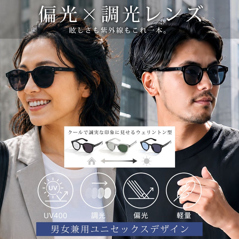 Bitter select(ビターセレクト)ウェリントンサングラス(調光・偏光)