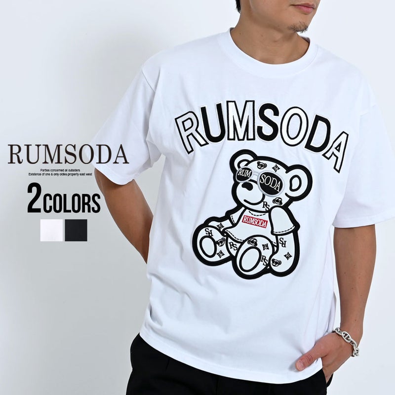 RUMSODA(ラムソーダ)天竺刺繍×ﾂｲﾙｱｯﾌﾟﾘｹ刺繍ｾﾐBIGｸﾙｰ半袖TEE/全2色