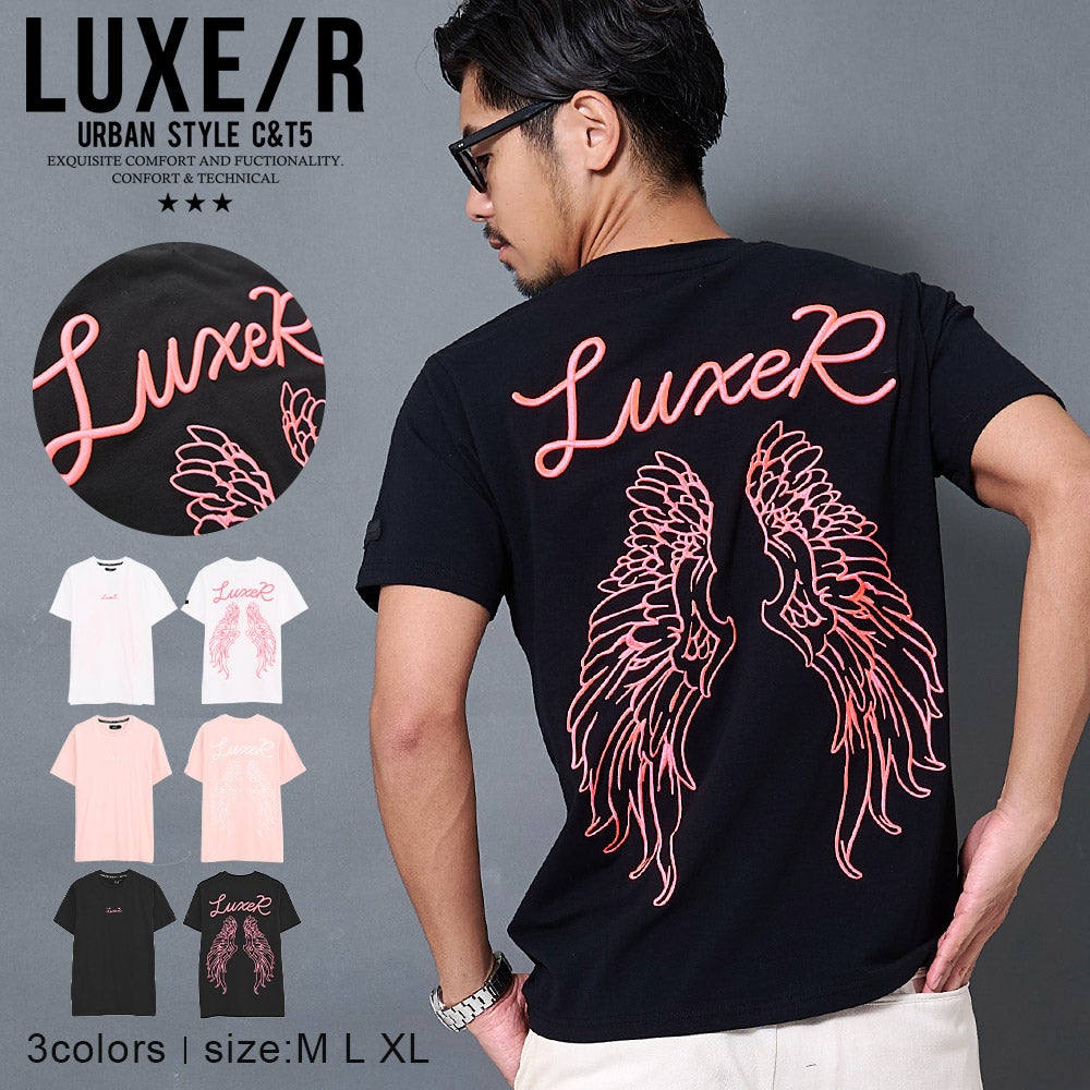 LUXE／R(ラグジュ)クルーネック コード刺繍ウイング半袖Tシャツ