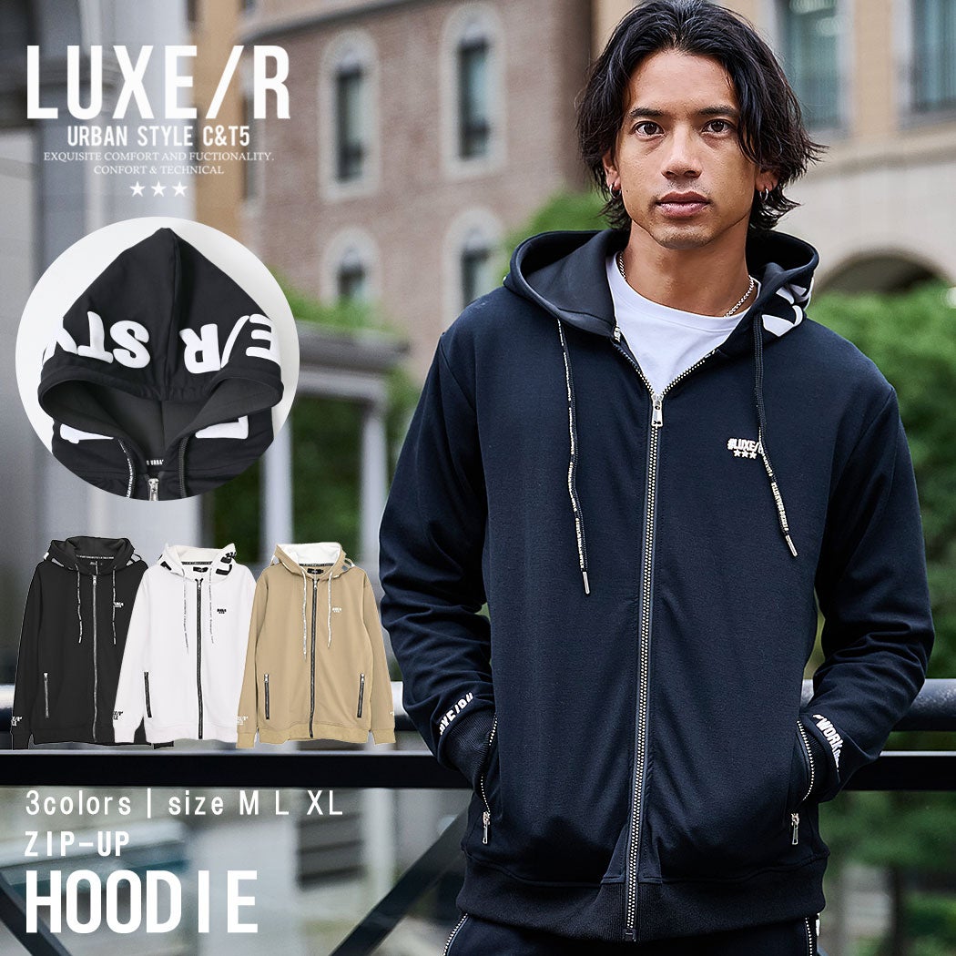  LUXE／R(ラグジュ)フード発泡プリントジップパーカー